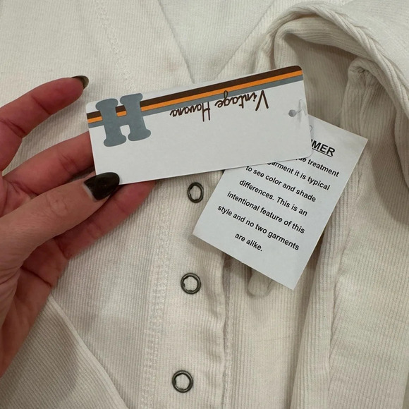 NWT Vintage Havana Cream Snap Front Stretch Ribbed Cropped Sweater - Picture 4 of 5